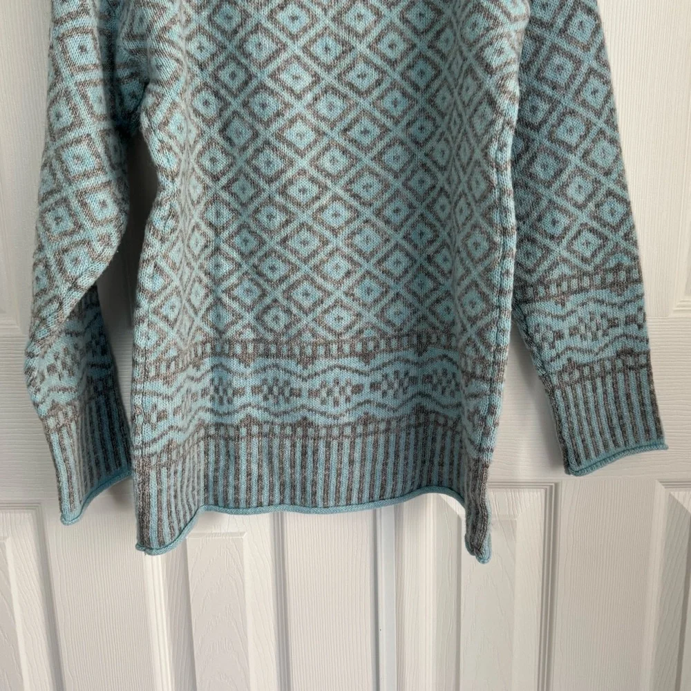 Sundance Wool Blend Blue and Gray Cowl Neck Sweater Size S